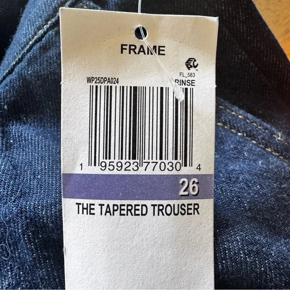 Frame Denim High-Rise Tapered Trouser Jeans Rinse Wash Size 26 NWT - Picture 7 of 8